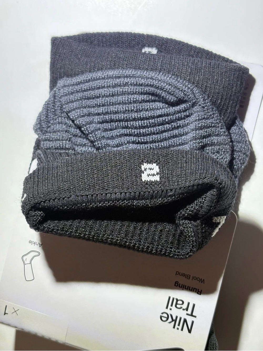 Nike Trail Dri-FIT Ankle Running Socks - Black with White Swoosh - Picture 3 of 11